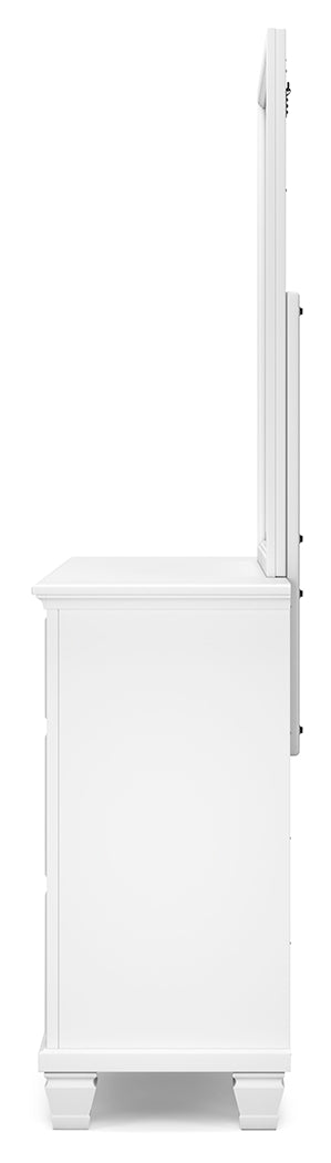 Fortman White King Panel Bedroom Set with Dresser, Mirror, Chest and 2 Nightstands - Ornate Home