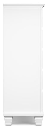 Fortman White King Panel Bedroom Set with Dresser, Mirror, Chest and 2 Nightstands - Ornate Home