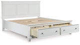 Fortman White King Panel Storage Bed (Online Special Price) - Ornate Home