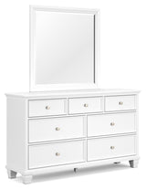 Fortman White Queen Panel Bed, Dresser, Mirror and 2 Nightstands - Ornate Home