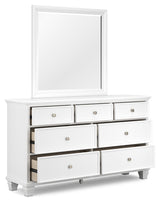 Fortman White Queen Panel Bed, Dresser, Mirror and 2 Nightstands - Ornate Home