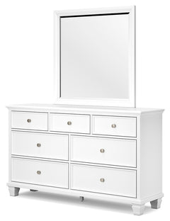 Fortman White Queen Panel Bed, Dresser, Mirror and 2 Nightstands - Ornate Home
