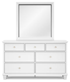 Fortman White Queen Panel Bedroom Set with Dresser, Mirror and Nightstand - Ornate Home