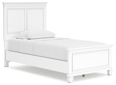 Fortman White Twin Panel Bed, Dresser and Mirror - Ornate Home