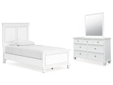 Fortman White Twin Panel Bed, Dresser and Mirror (Online Special Price) - Ornate Home