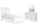 Fortman White Twin Panel Bed, Dresser and Mirror - Ornate Home