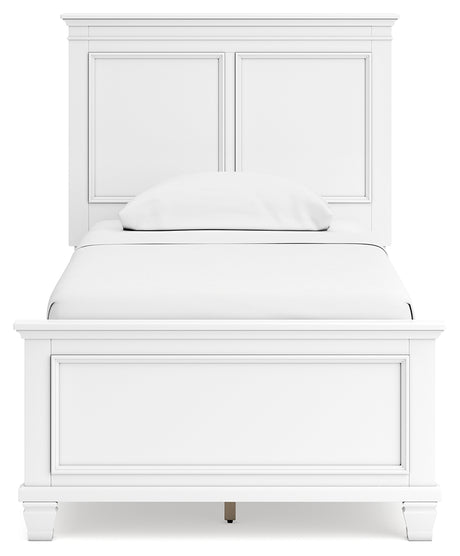 Fortman White Twin Panel Bed, Dresser and Mirror - Ornate Home