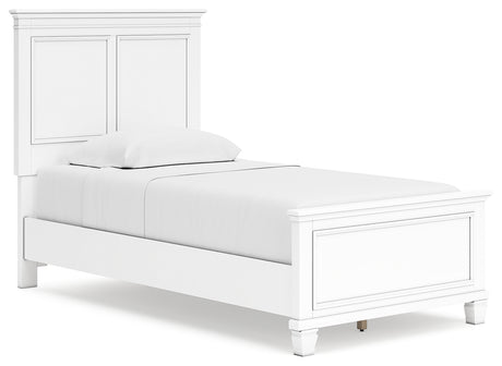 Fortman White Twin Panel Bed, Dresser and Mirror - Ornate Home