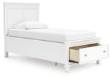 Fortman White Twin Panel Storage Bed - Ornate Home