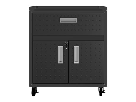 Fortress 31.5" Mobile Garage Cabinet with Drawer and Shelves in Charcoal Grey - Ornate Home