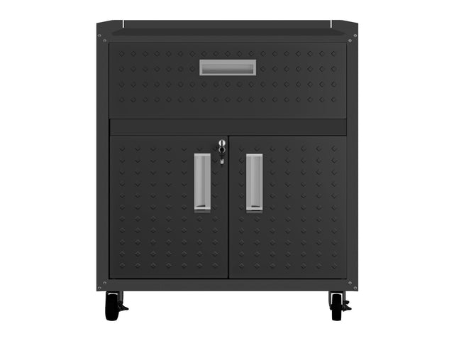 Fortress 31.5" Mobile Garage Cabinet with Drawer and Shelves in Charcoal Grey - Ornate Home