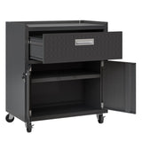 Fortress 31.5" Mobile Garage Cabinet with Drawer and Shelves in Charcoal Grey - Ornate Home