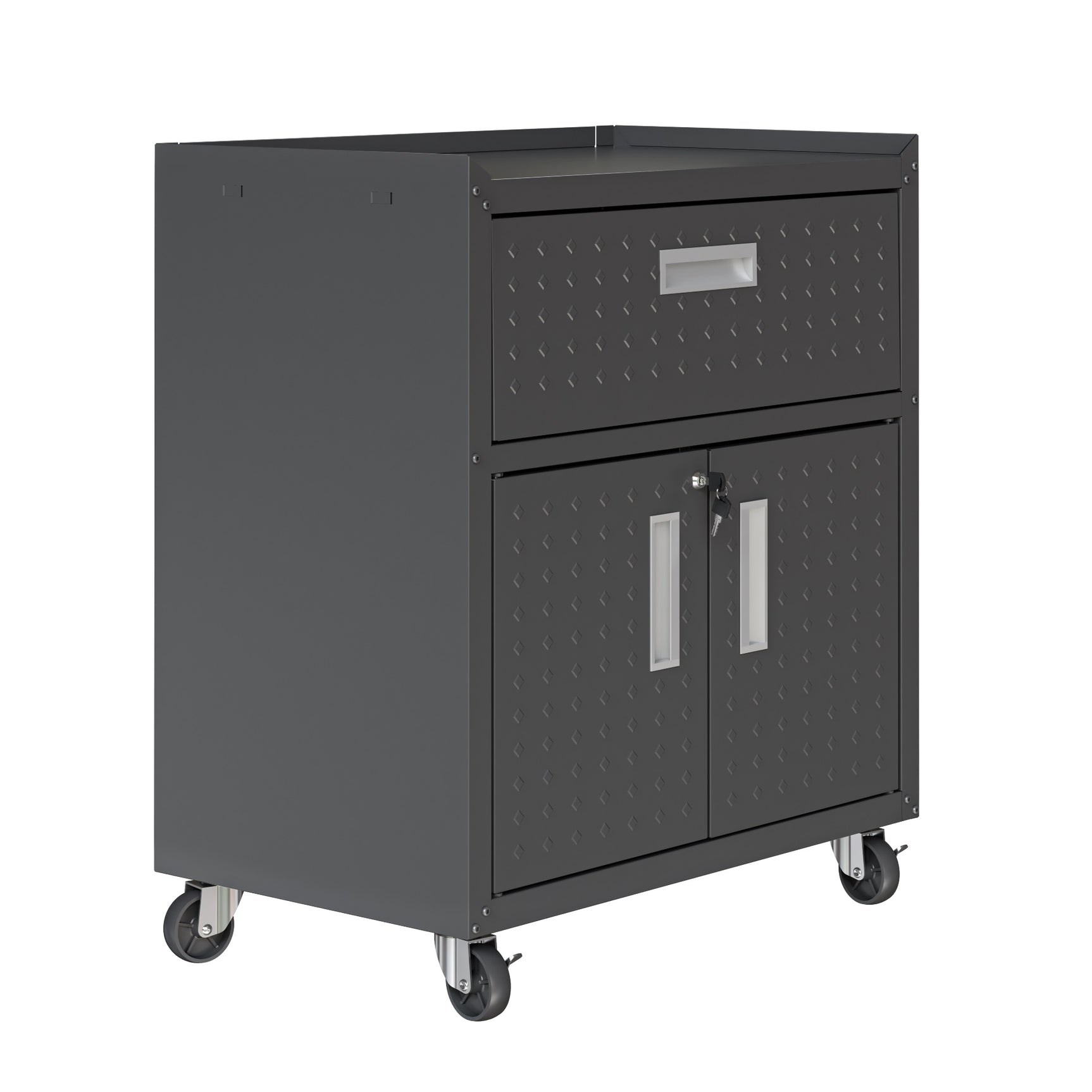 Fortress 31.5" Mobile Garage Cabinet with Drawer and Shelves in Charcoal Grey - Ornate Home