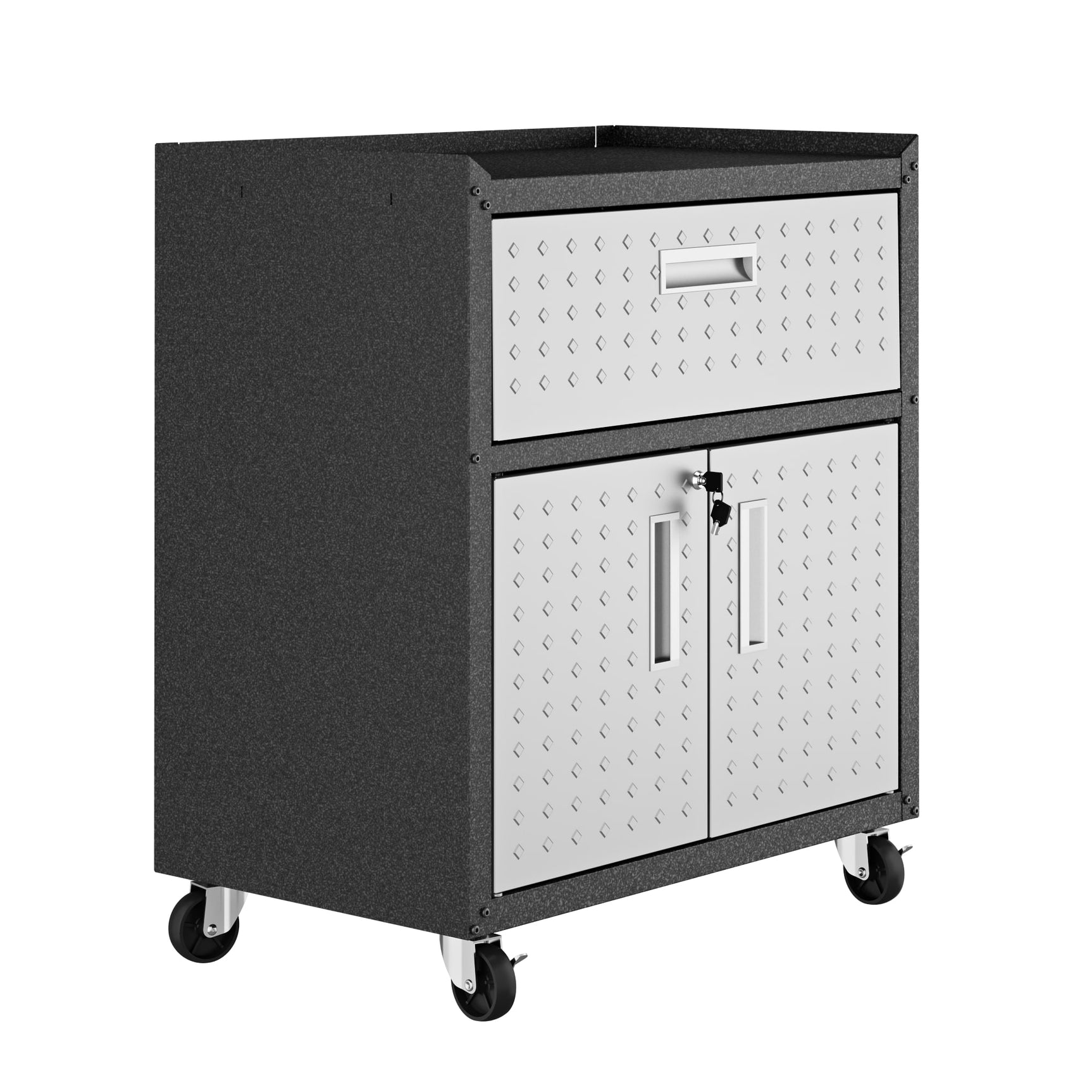 Fortress 31.5" Mobile Garage Cabinet with Drawer and Shelves in Grey - Ornate Home