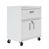 Fortress 31.5" Mobile Garage Cabinet with Drawer and Shelves in White - Ornate Home