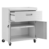 Fortress 31.5" Mobile Garage Cabinet with Drawer and Shelves in White - Ornate Home