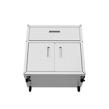 Fortress 31.5" Mobile Garage Cabinet with Drawer and Shelves in White - Ornate Home