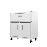 Fortress 31.5" Mobile Garage Cabinet with Drawer and Shelves in White - Ornate Home