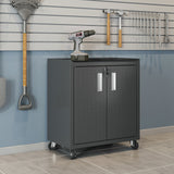 Fortress 31.5" Mobile Garage Cabinet with Shelves in Charcoal Grey - Ornate Home
