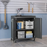 Fortress 31.5" Mobile Garage Cabinet with Shelves in Charcoal Grey - Ornate Home