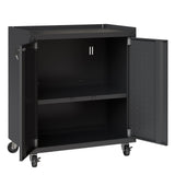 Fortress 31.5" Mobile Garage Cabinet with Shelves in Charcoal Grey - Ornate Home