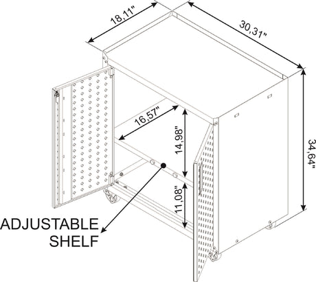 Fortress 31.5" Mobile Garage Cabinet with Shelves in White - Ornate Home