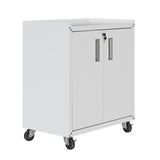 Fortress 31.5" Mobile Garage Cabinet with Shelves in White - Ornate Home