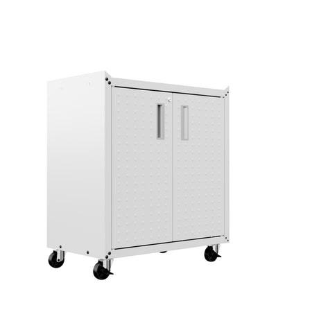 Fortress 31.5" Mobile Garage Cabinet with Shelves in White - Ornate Home