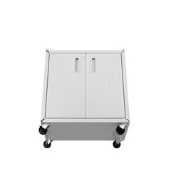 Fortress 31.5" Mobile Garage Cabinet with Shelves in White - Ornate Home
