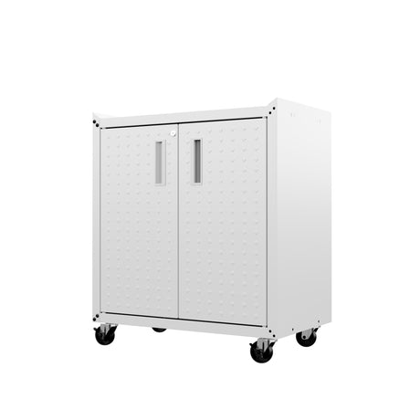 Fortress 31.5" Mobile Garage Cabinet with Shelves in White - Ornate Home