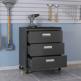 Fortress 31.5" Mobile Garage Chest with Drawers in Charcoal Grey - Ornate Home