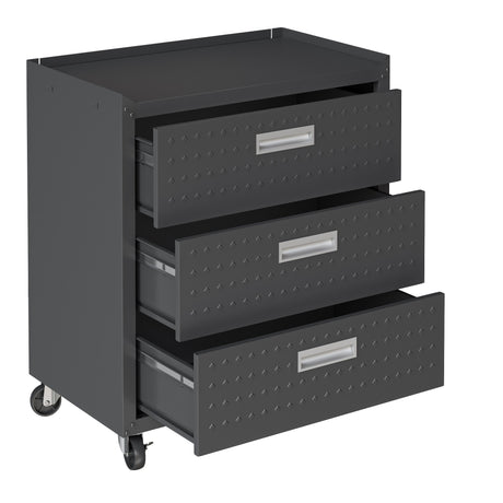 Fortress 31.5" Mobile Garage Chest with Drawers in Charcoal Grey - Ornate Home