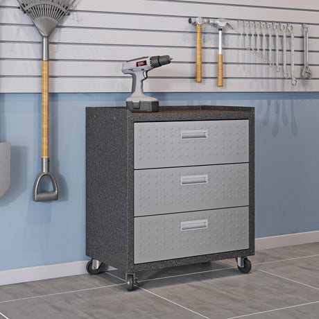 Fortress 31.5" Mobile Garage Chest with Drawers in Grey - Ornate Home
