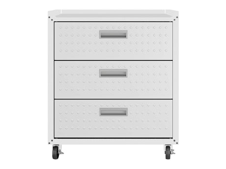 Fortress 31.5" Mobile Garage Chest with Drawers in White - Ornate Home