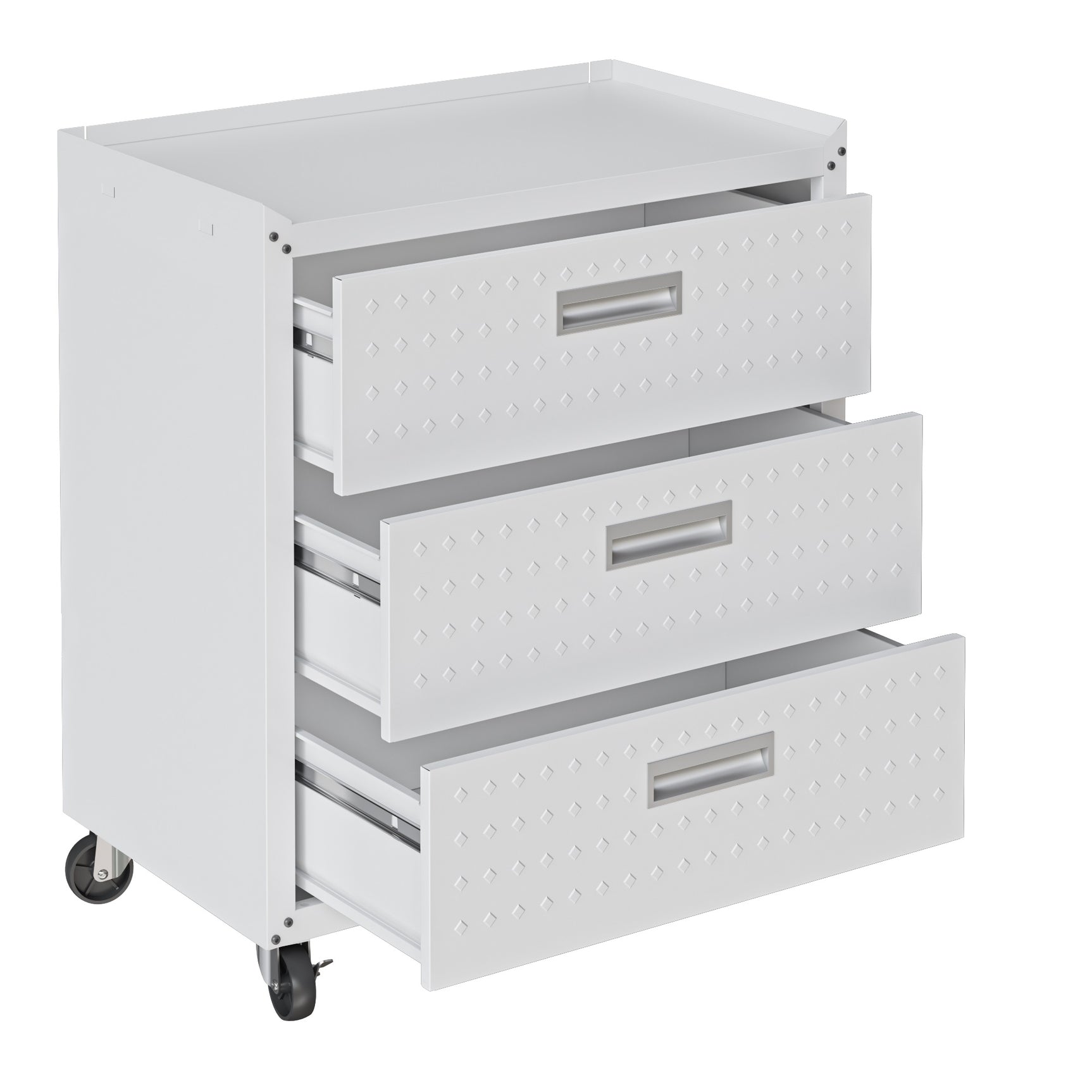 Fortress 31.5" Mobile Garage Chest with Drawers in White - Ornate Home