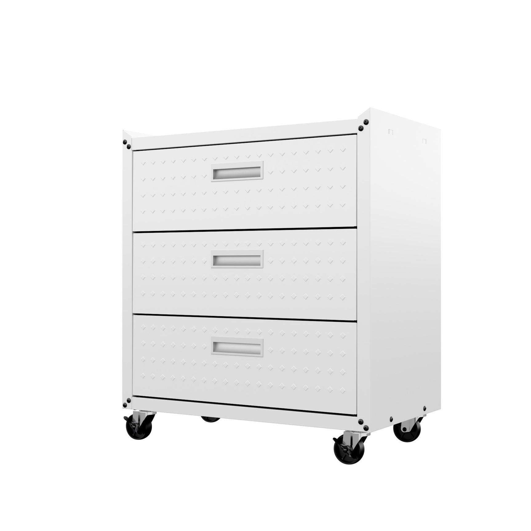 Fortress 31.5" Mobile Garage Chest with Drawers in White - Ornate Home