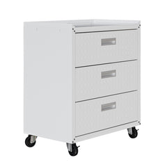 Fortress 31.5" Mobile Garage Chest with Drawers in White - Ornate Home