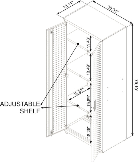 Fortress 74.8" Tall Garage Cabinet in White - Ornate Home