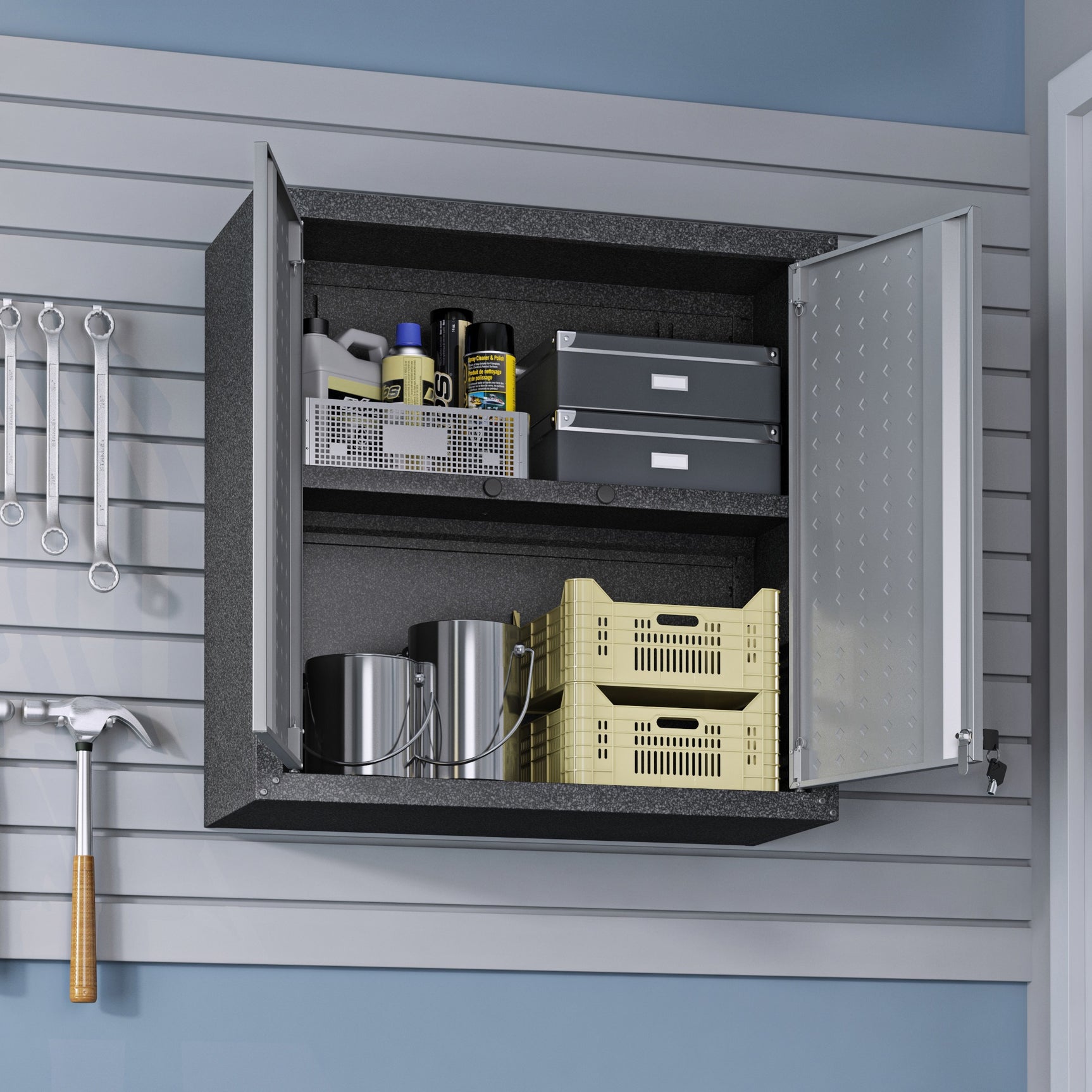 Fortress Floating Garage Cabinet in Grey - Ornate Home