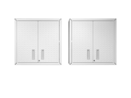 Fortress Floating Garage Cabinet in White (set of 2) - Ornate Home