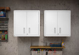 Fortress Floating Garage Cabinet in White (set of 2) - Ornate Home