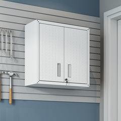 Fortress Floating Garage Cabinet in White (set of 2) - Ornate Home