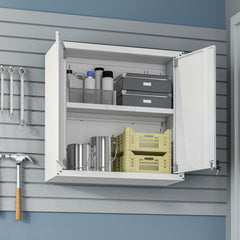 Fortress Floating Garage Cabinet in White (set of 2) - Ornate Home