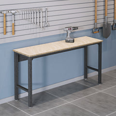 Fortress Garage Table in Natural Wood in Steel - Ornate Home
