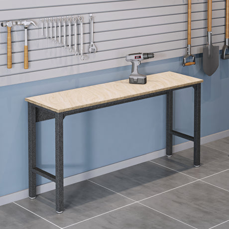 Fortress Garage Table in Natural Wood in Steel - Ornate Home