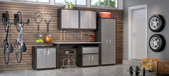Fortress Garage Table in Natural Wood in Steel - Ornate Home