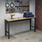 Fortress Natural Wood and Steel Garage Table in Charcoal Grey - Ornate Home