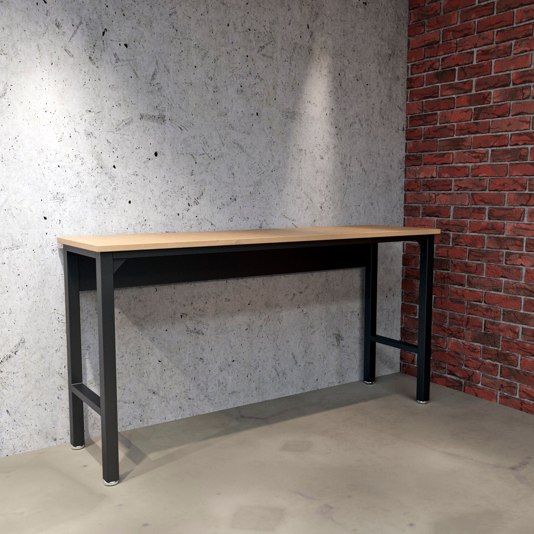 Fortress Natural Wood and Steel Garage Table in Charcoal Grey - Ornate Home