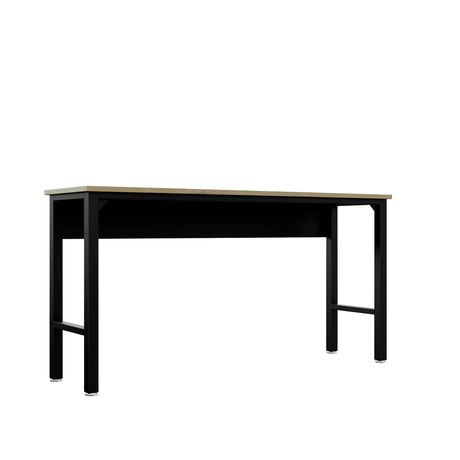 Fortress Natural Wood and Steel Garage Table in Charcoal Grey - Ornate Home