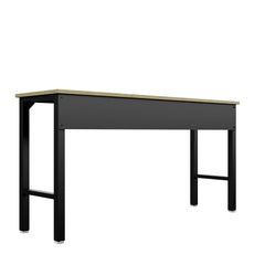 Fortress Natural Wood and Steel Garage Table in Charcoal Grey - Ornate Home